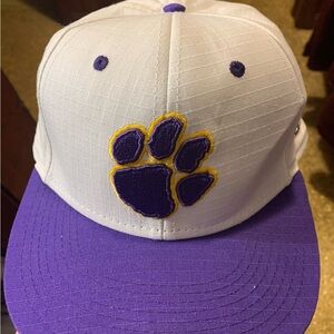 White and Purple Cap with Paw‎ Print